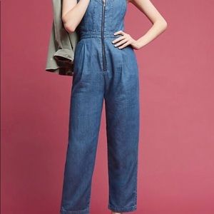 Pilcro Zip Front Denim Jumpsuit Anthro